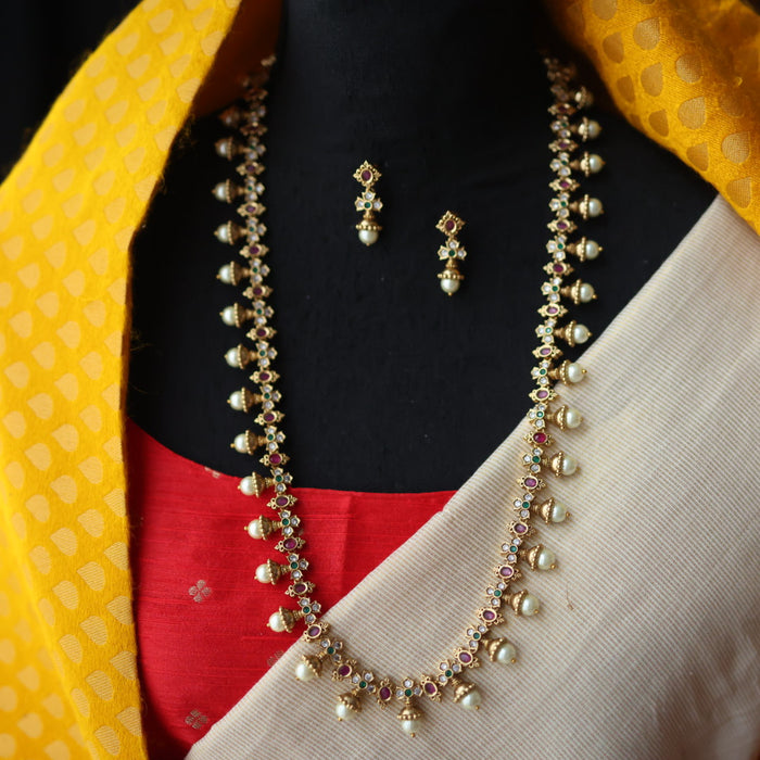 Antique gold waistchain/ long necklace with earrings LL03980