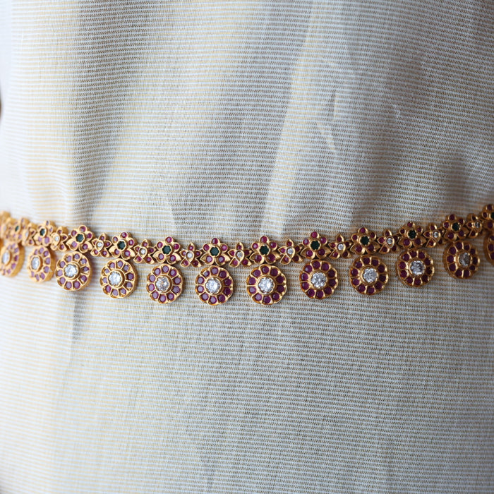 Antique ruby stone coin design waistchain AW106601
