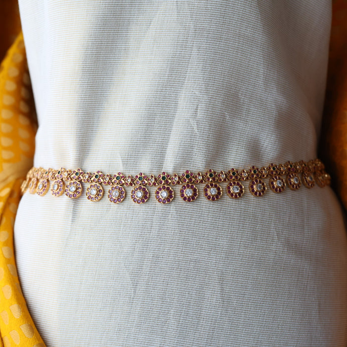 Antique ruby stone coin design waistchain AW106601