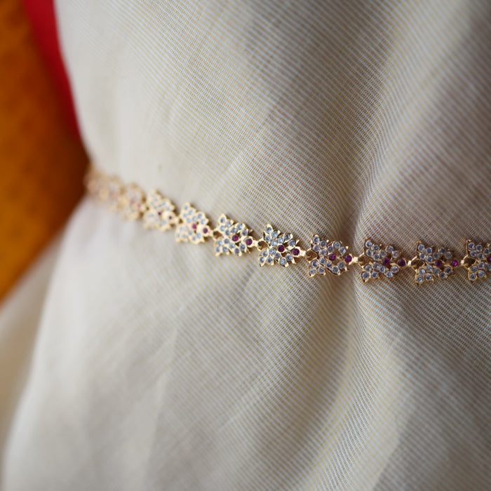 Heritage gold plated ruby white stone waistchain HW34134