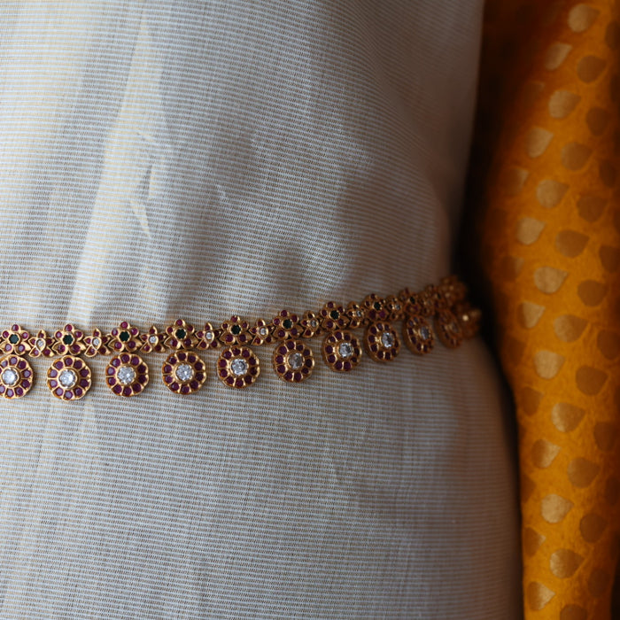 Antique ruby stone coin design waistchain AW106601