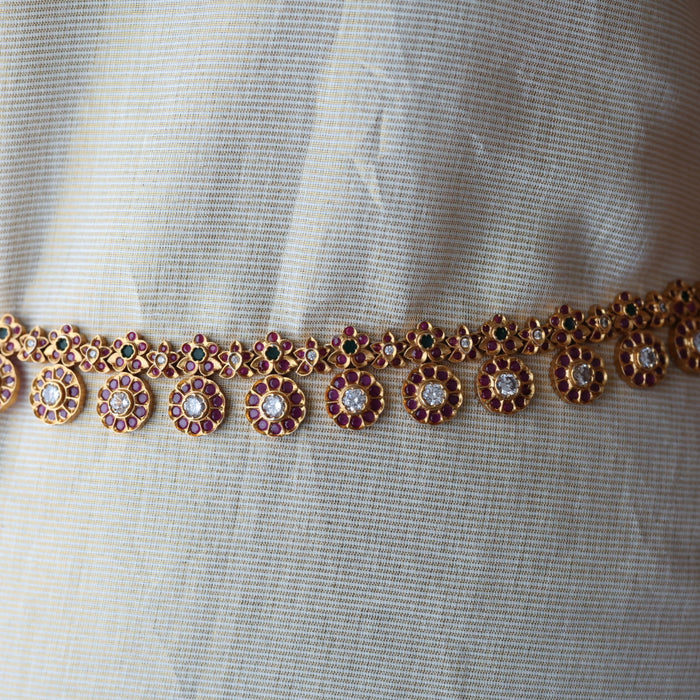 Antique ruby stone coin design waistchain AW106601