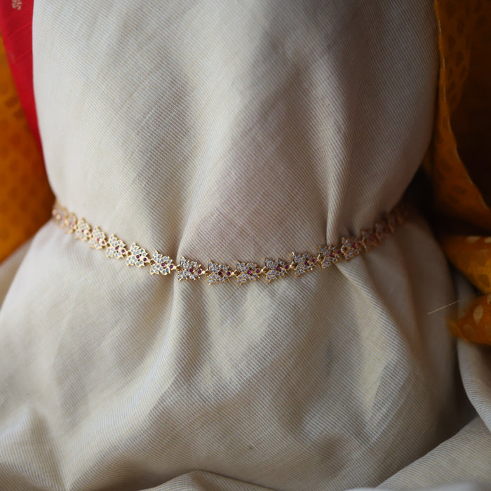 Heritage gold plated ruby white stone waistchain HW34134