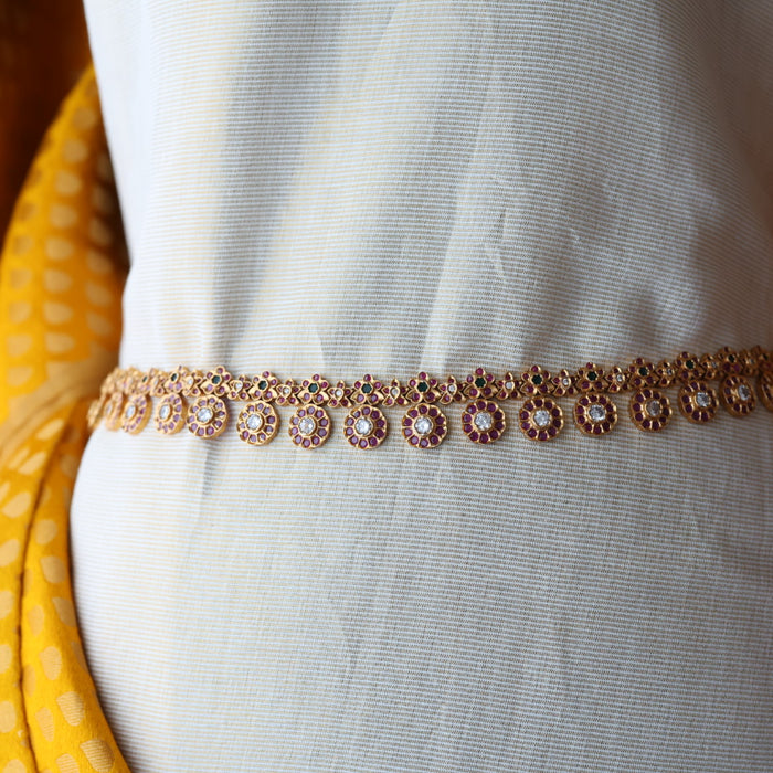 Antique ruby stone coin design waistchain AW106601
