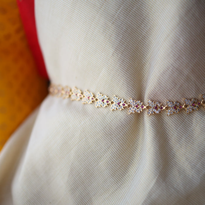 Heritage gold plated ruby white stone waistchain HW34134