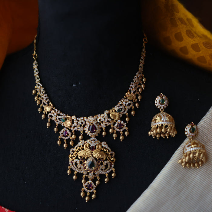 Antique short necklace with earrings S1B11023