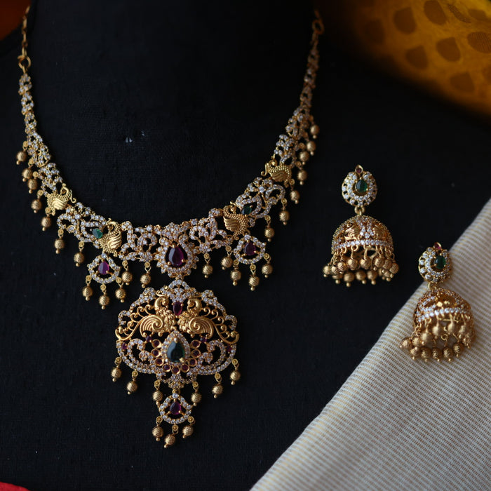 Antique short necklace with earrings S1B11023