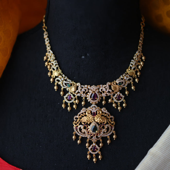Antique short necklace with earrings S1B11023