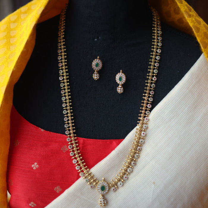 Antique gold long necklace with earrings LL03982