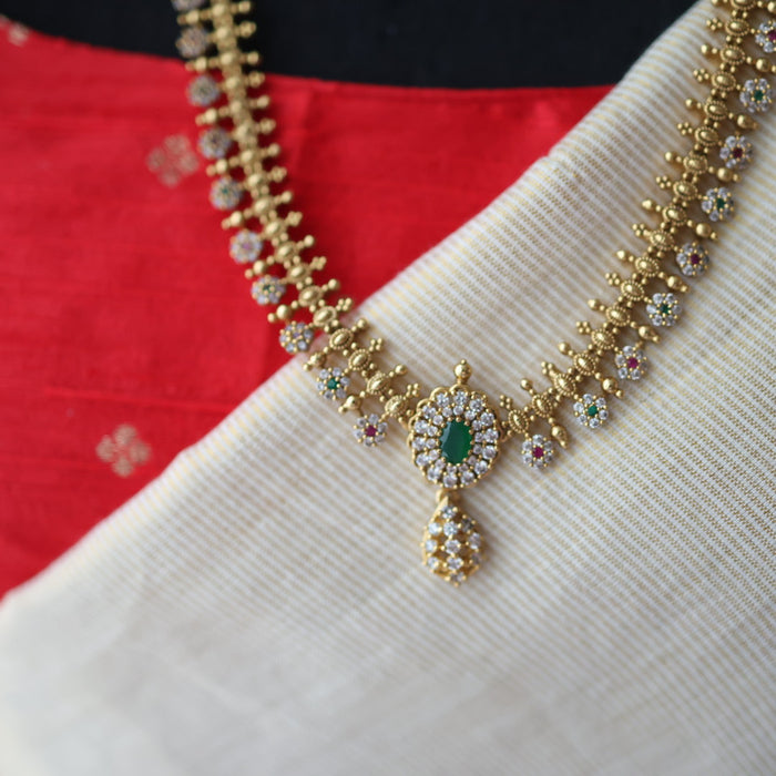 Antique gold long necklace with earrings LL03982