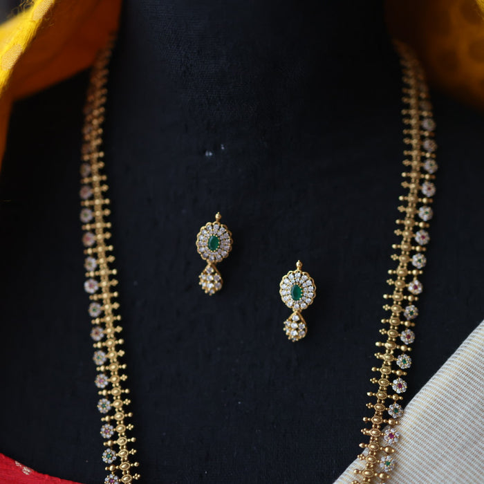 Antique gold long necklace with earrings LL03982