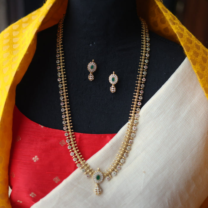 Antique gold long necklace with earrings LL03982