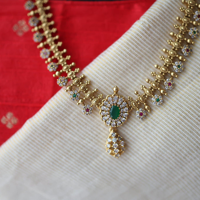 Antique gold long necklace with earrings LL03982