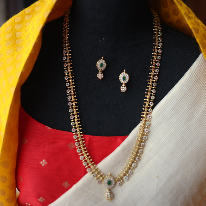 Antique gold long necklace with earrings LL03982
