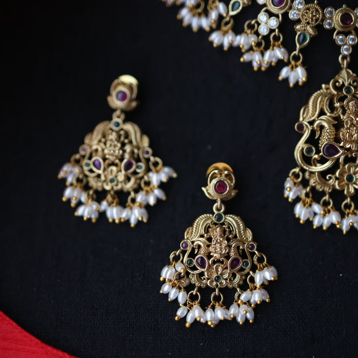 Antique pearl short necklace with earrings S1B11024