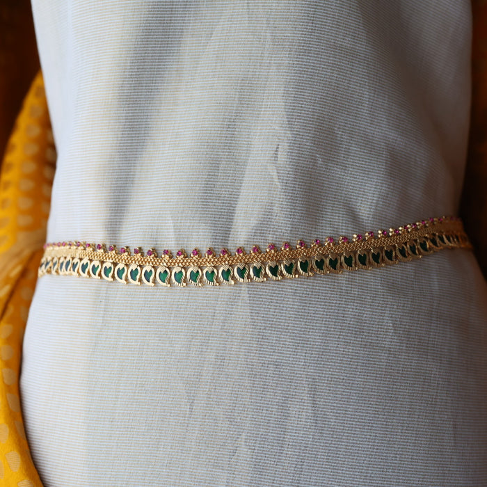 Heritage gold ruby green stone mango design waistchain HW4990