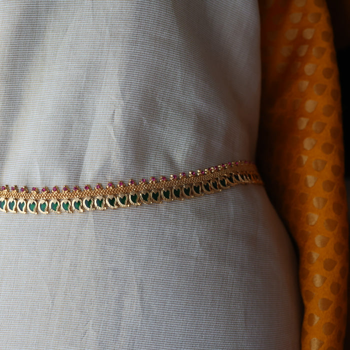 Heritage gold ruby green stone mango design waistchain HW4990