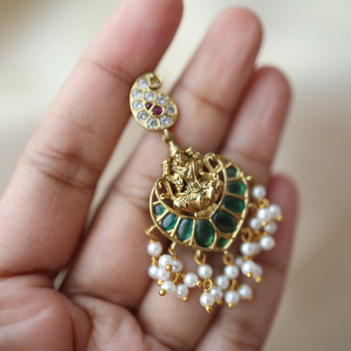 Antique gold  temple drop earrings AJ2061