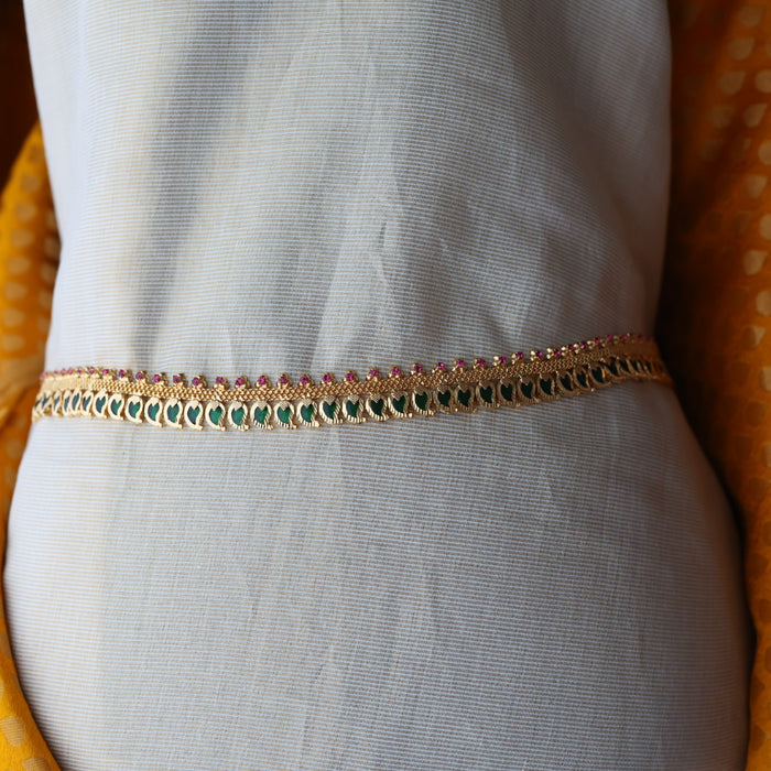 Heritage gold ruby green stone mango design waistchain HW4990