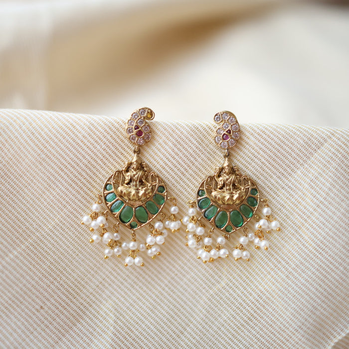 Antique gold  temple drop earrings AJ2061