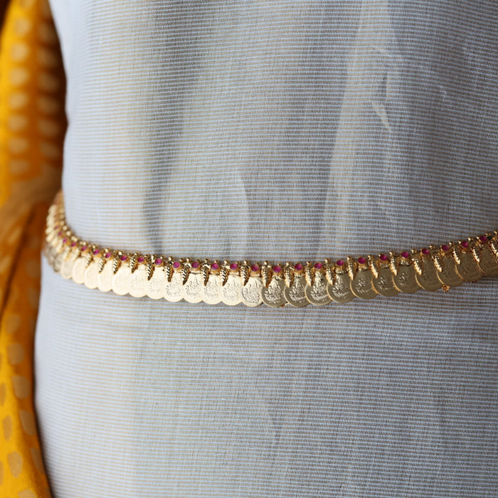 Heritage gold plated coin and mango design reversible waistchain HW5558
