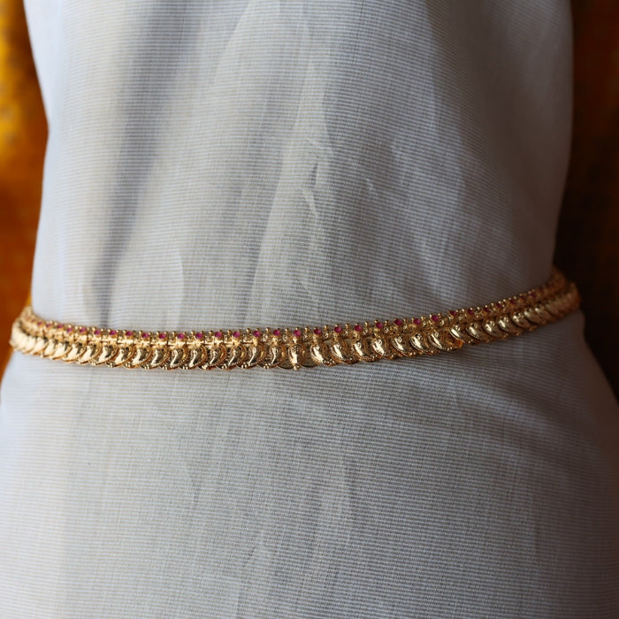 Heritage gold plated coin and mango design reversible waistchain HW5558