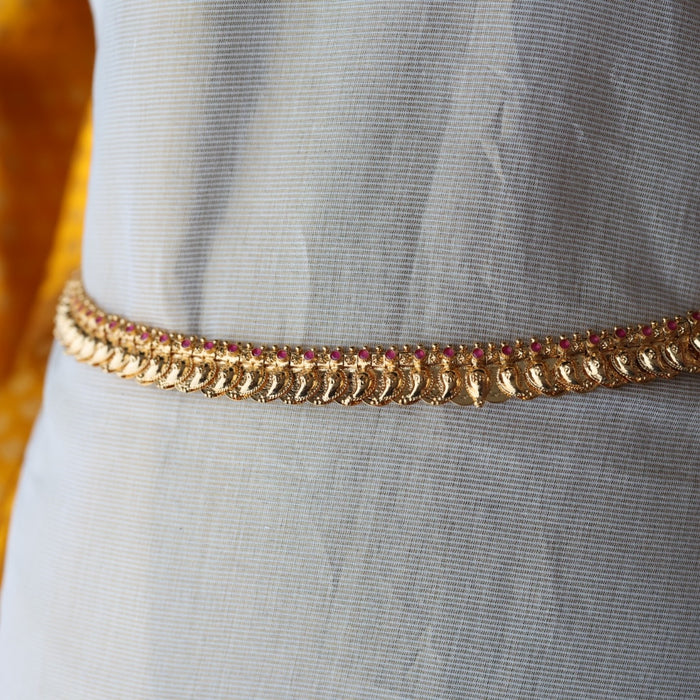 Heritage gold plated coin and mango design reversible waistchain HW5558