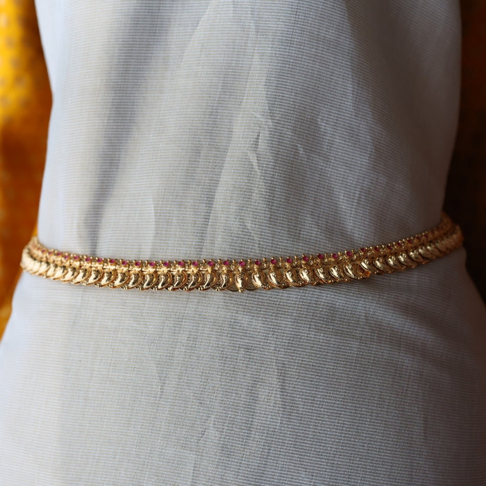 Heritage gold plated coin and mango design reversible waistchain HW5558