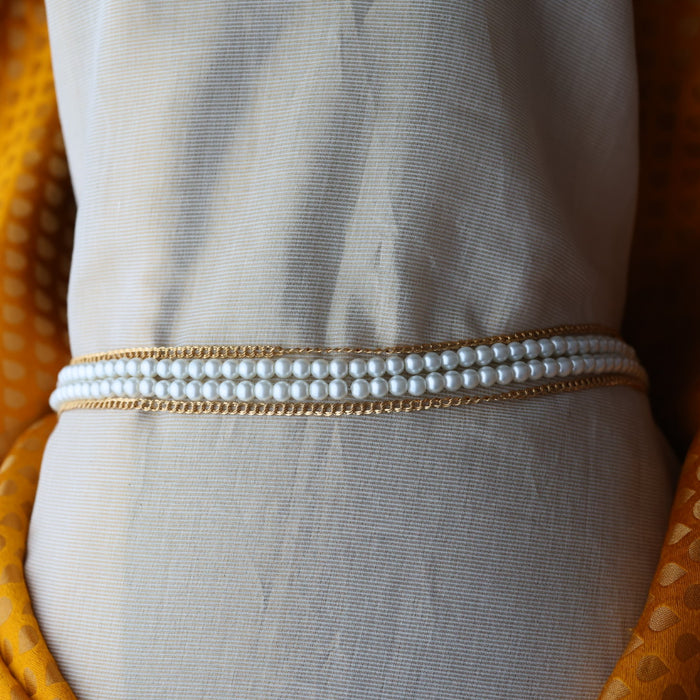 Heritage gold plated and pearl 4 layer  waistchain HW590