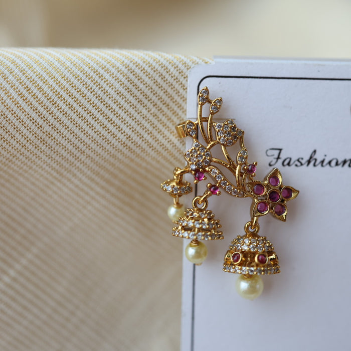 Antique ruby white stone drop earrings  AD003