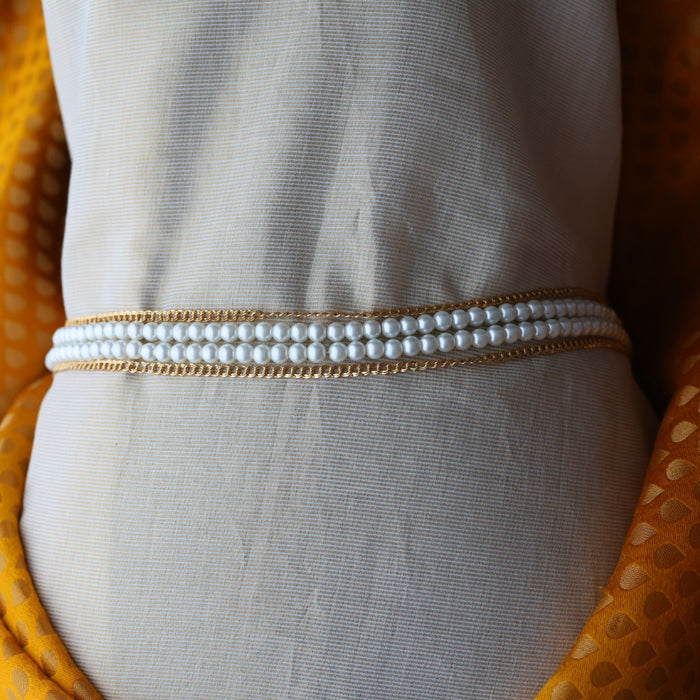 Heritage gold plated and pearl 4 layer  waistchain HW590