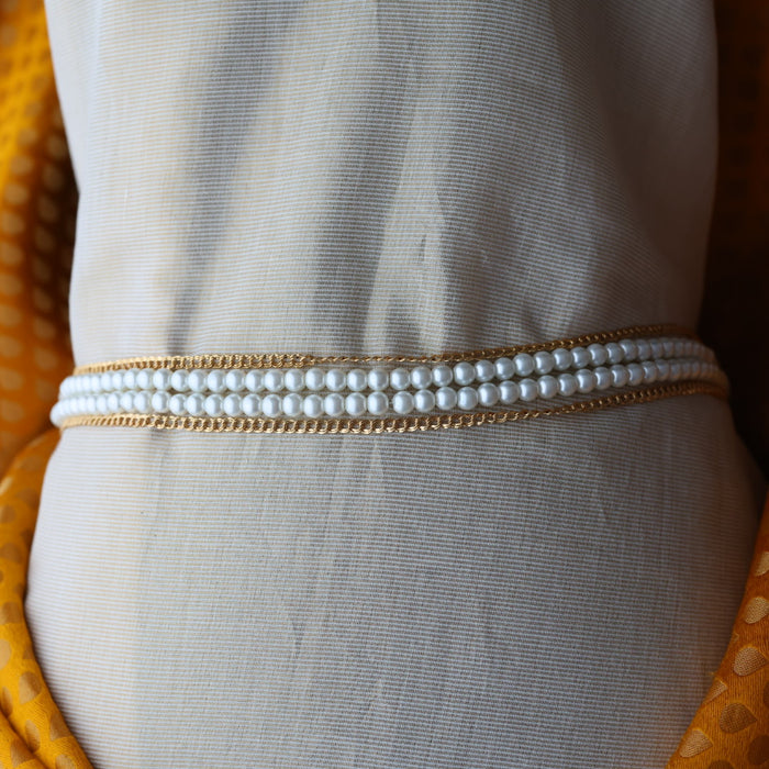 Heritage gold plated and pearl 4 layer  waistchain HW590