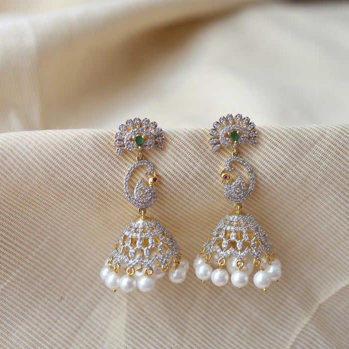 Heritage white stone jumka earrings  HJ0346