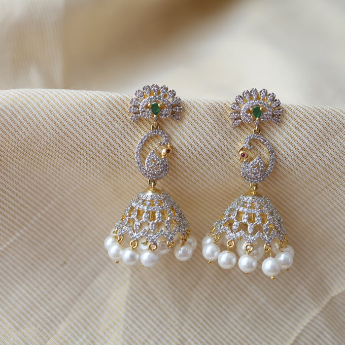 Heritage white stone jumka earrings  HJ0346