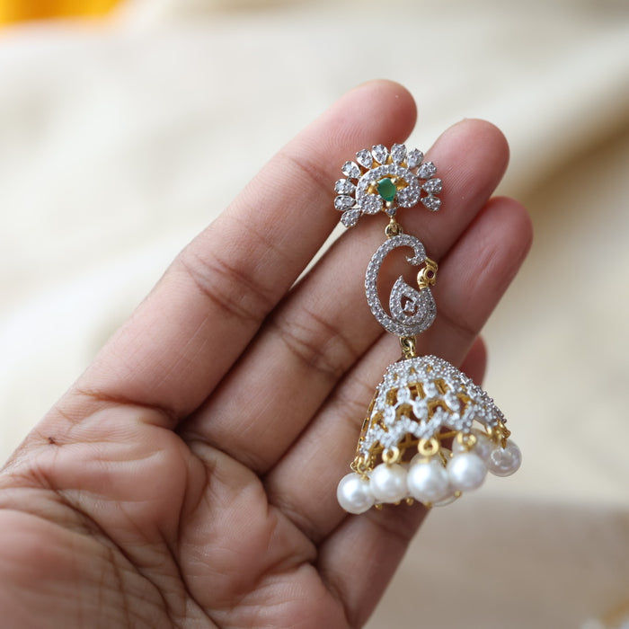 Heritage white stone jumka earrings  HJ0346