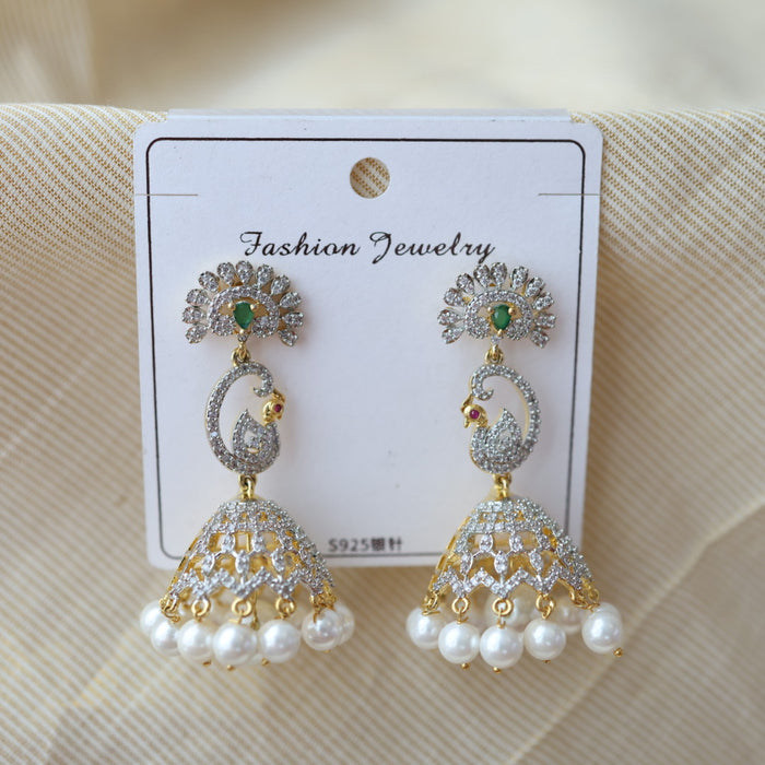 Heritage white stone jumka earrings  HJ0346