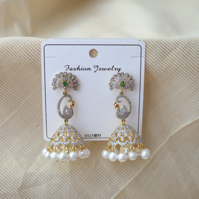 Heritage white stone jumka earrings  HJ0346
