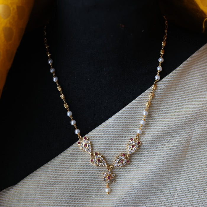 Heritage gold plated pearl short necklace H2222
