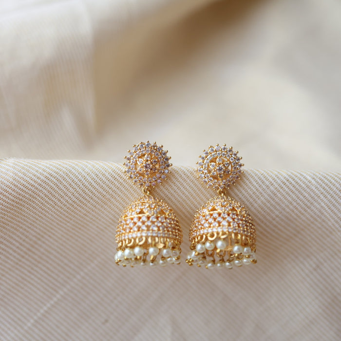 Heritage white stone jumka earrings  HJ0046