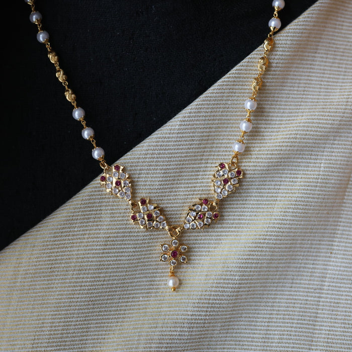 Heritage gold plated pearl short necklace H2222