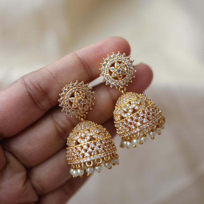 Heritage white stone jumka earrings  HJ0046