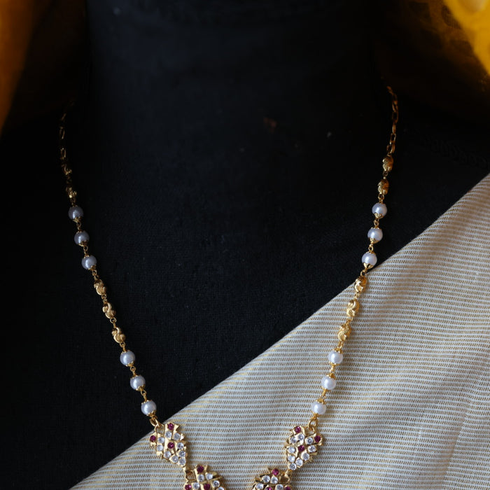 Heritage gold plated pearl short necklace H2222