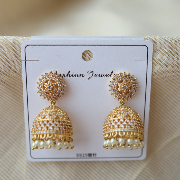 Heritage white stone jumka earrings  HJ0046