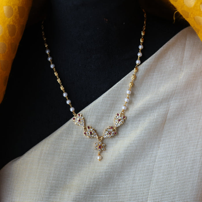 Heritage gold plated pearl short necklace H2222