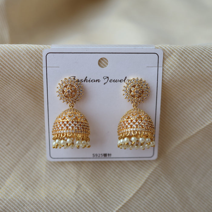 Heritage white stone jumka earrings  HJ0046