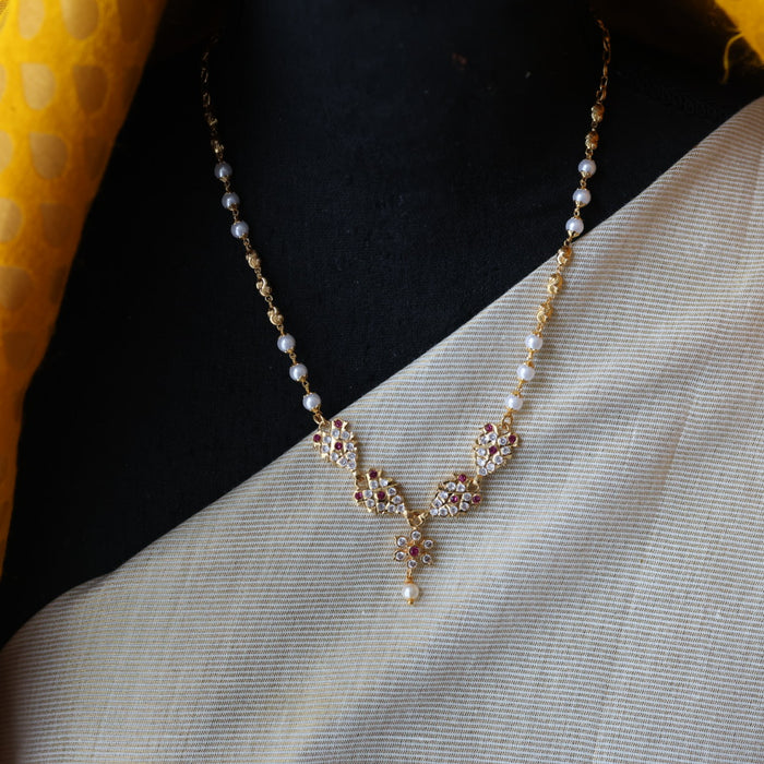 Heritage gold plated pearl short necklace H2222