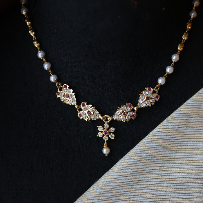 Heritage gold plated pearl short necklace H2222