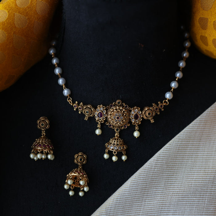 Antique choker necklace and earring CCB126