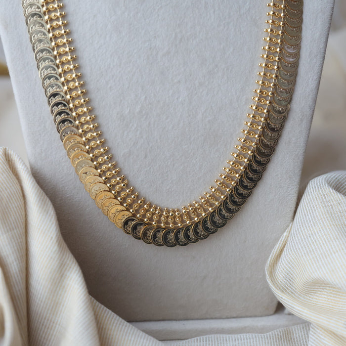 Heritage gold plated coin design long necklace HL531
