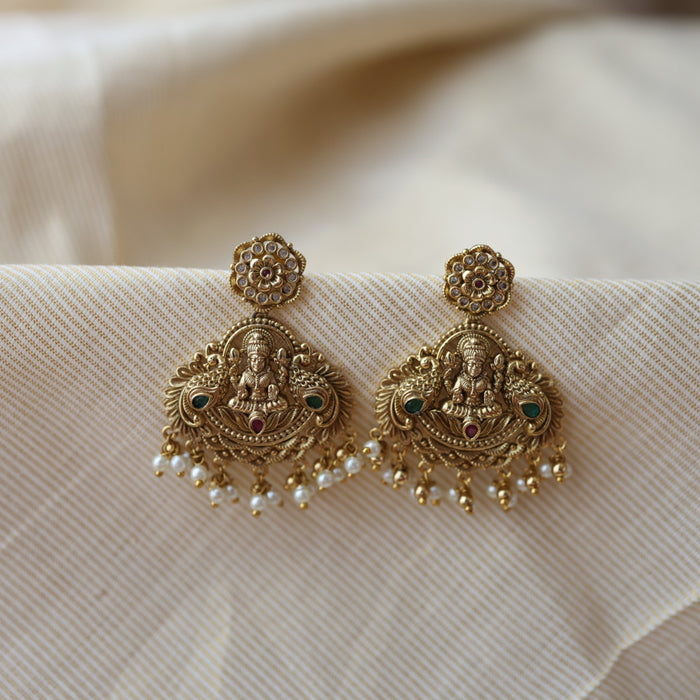 Antique temple design drop earrings AD201